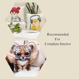 STITCHNEST Cat Printed Cushion Cover (16x16-inch) - Set of 2 image 4