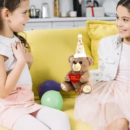 Webby Plush Birthday Teddy Bear Soft Toys | Gift and Decoration Item | Adorable and Huggable Stuffed Teddy Bear with Heart Shape Happy Birthday Printing for Kids and Adults image 5