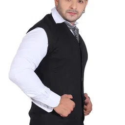 tubination Cardigan Men's Front Open Buttoned Sleeveless Black Color Cardigan/Woolen Jacket/Waist Coat/with Pockets image 4