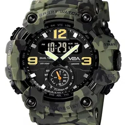 v2a Analogue - Digital Men's Watch (Green Dial Green Colored Strap) image 1