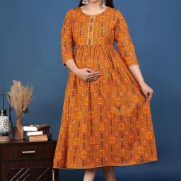 felisia Feeding Kurtis for Women | Maternity Kurti for Women | Pregnancy Dress for Women| Feeding Gown for Women | Long Feeding Zippers | Fashionable Pregnancy Wear image 3