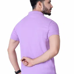 dee leaf Men Solid Polo Neck Poly Cotton Grey T-Shirt image 3