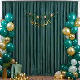 HomeArt 4 Ft. x 12 Ft. Dark Green Backdrop Curtains Panels, Wrinkle Free Polyester Photography Backdrop Drapes, Wedding Party Home Decoration Supplies image 5