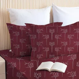 Krishnam Home 300Tc Glace Printed Cotton Bedsheet Perfect for King Size Bedsheet,Includes 1 Double Bed Sheet Size(90X100 Inch) and 2 Pillow Covers|Color- Purple,300 TC image 5