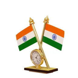 generic Indian Flag with Quartz Watch for Car Dashboard & Official Purpose image 5