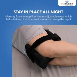WELLGIVER Orthopedic Memory Foam Knee and Leg Pillow for Men and Women - Supports Knock Knees, Calves, and Thighs, Elevates Legs - (Black-Pack of 1) image 3