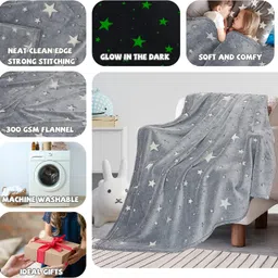 exilom Glow in The Dark Blanket for Kids, 200x152 Cm, Unicorns Gifts for Girls, Soft Kids Blankets for Christmas Birthday, Cozy & Warm All-Season Glow Blanket Ideal Gift for Boys & Girls (Space) image 4