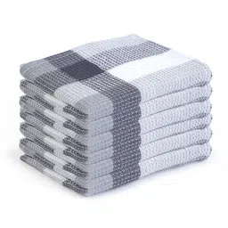 Pyaro 100% Cotton Hand Towel 250 GSM |16 X 24 inches | Ultra Soft and Super Absorbent | Kitchen Cloth/Napkins, Table, Cleaning & Roti Napkins | Grey | Set of 6 image 1