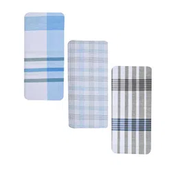 blue leaf " STITCHED LUNGIES // CLOSED LUNGIES Cotton Lungies For Men (Assorted Checks 2.25 Meter // Pack of 3) image 1