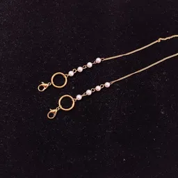 av fashion india Pearl Beads Face Mask Holder Strap Holder Cord Eyewear Necklace Retainer for Women Beaded Lanyard, Made in India, Holds Your Mask Around Your Neck 25" Long image 2