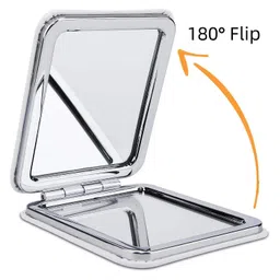 BlackBoss Cute Sweet Cartoon Fashion Girl Magnifying Foldable Style Heart Shaped Mirror Pocket Friendly Easy to Carry Dual Side Mirror 180 Degrees Rotation (White) image 4