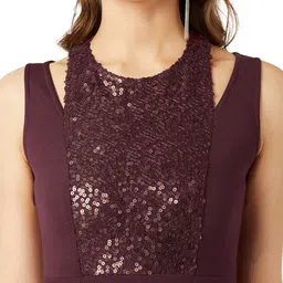 Miss Chase Women's Halter Neck Sleeveless Solid Wide Leg Sequin Paneled Regular Length Jumpsuit image 5