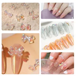 chuppinz Nail Charms, 12 Grids Five-Petal Flower and Unique Aurora Design, Bow Butterfly, Nail Art Accessories for Professional and DIY Nails Art,Resin Charms and Nail Stones image 5