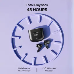 boAt Airdopes 91, 45HRS Battery, 50ms Low Latency, ENx Tech, Fast Charge, IPX4, IWP Tech, v5.3 Bluetooth Earbuds, TWS Ear Buds Wireless Earphones with mic (Active Black) image 3
