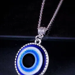 meenaz Evil eye Chain Pendant for Men Black Silver Boys Mens boyfriend gents Boy girls Women Unisex Stainless Steel platinum silver Necklace Chains Locket Valentine Titanium Stylish Pendant-413 image 2