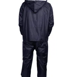 vordvigo Rainwear Men's Raincoat Set, Coat with Pant Waterproof with Adjustable Hood Rain Suit-Black & Blue image 2