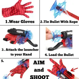MIP INTERNATIONAL® Spider Web Shooters Toy for Kids – Hero Launcher Wrist Toy Set | Fun & Educational | Sticky Wall Soft Bomb for Cosplay & Interactive Play | Birthday Gift (Pack of 1, Red) image 4