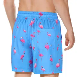 century star Mens Swim Trunks Swim Shorts with Mesh Lining Funny Swimwear Quick Dry Bathing Suits with Pockets, Sky Blue Flamingos, Medium image 3