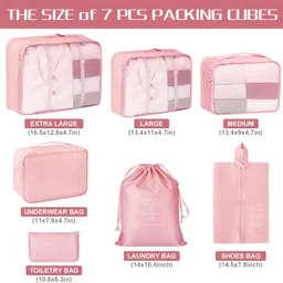 Spellwish Packing Cubes 7 Set Travel Organizer Cubes for Suitcases Lightweight Luggage Packing Orginzers for Travel Acessories (Pink) image 2