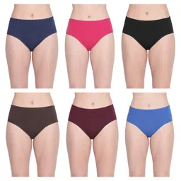 bodycare BODYCAREWomen's Cotton Hipster (Pack of 6) (E2D-6PCS-3XL_Black, Blue & Wine_XXX-Large) image 1