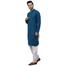 jompers Men Chikankari Embroidered and Sequence Kurta with Churidar image 3