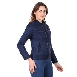 leather retail Women's Suede Faux Leather Jacket image 5