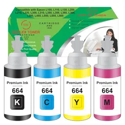 duplex toner cartridge Duplex DTC T664 Compatible Ink for Epson L130, L360, L380, L361, L565, L210, L220, L310, L350, L355, L365, L385, L405, L455, L485 Printers (T664 Set) image 1