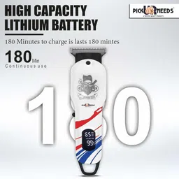 Pick Ur Needs Professional Barber Tool/Hair Cutting Machine/Clipper For Men With LED Display Trimmer 180 min Runtime 8 Length Settings (White) image 4