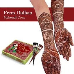 Prem Dulhan Mehendi Cone 12pc in 1 Box, 100% Pure Leaf of Natural Henna (Pack of 5) image 3