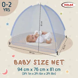 Kolar Polyester Infants Washable Baby Mosquito Net|Anti-Bug Crib Net Foldable Bottomless Baby Crib Machardani Mosquito Net (Blue, Tent) image 2