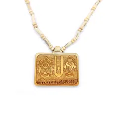 BRIJ HAAT Wooden Shrimannarayan Tirupati Balaji Shankh Chakra Namah locket with Tulsi Kanthi Mala beads (Tulsi mala) image 1