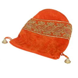 kuber industries Embroidered Design Potli Bags Handbags for Women Gifting Wristlets for Wedding, Festival, Kitty Subh Shagun-Pack of 2 (Pink & Orange) image 4