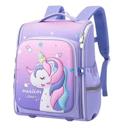 melleys 3D Unicorn Water-Resistant School Bag Cute Cartoon Backpack For Kids Double Shoulder Bag For Kids 6-12 Years Old image 1