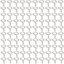 Diy Crafts 1 Inch Small Screw Eyes Metal Eye Screw Hooks Self Tapping Screws Hook Ring Eyelet Hooks/Gold, Pack of 92, Rust Proof Coating (Silver) image 3