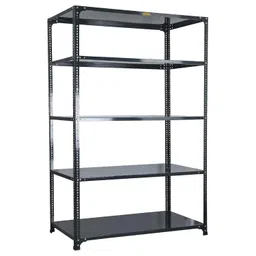 Mil-Nil Prime CRC Sheet 5 Shelf Multipurpose Slotted Angle Rack, 72 x 47 x 24 Inch, 20 Gauge self 14 Gauge Angle(Grey) 14 Gauge Angles image 1