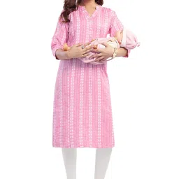 mom&bae Women Cotton Blend Straight Maternity Kurti image 1