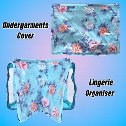 Kuber Industries Under Garment Kit | PVC Coated Green Flower Print | Travel Foldable Two Partition | Toiletry Kit with Transparent window | Green image 5