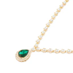 zaveri pearls Green Dazzling Stones Austrian Diamonds Necklace & Earring Set For Women-ZPFK18231 image 5