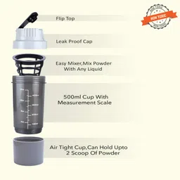 doveaz DOVEAZ® Gym Shaker | ShakeMe Protein Shaker | Protein Shaker | Gym Protein Shaker | Gym Shaker | Gym Bottle | Protein Bottle | Cyclone Shaker | Bpa Free Shaker | Shaker 500ml (White) image 3