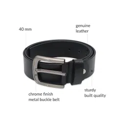 kara Casual Black Leather Men's Belt - Classic Pin Buckle Formal Genuine Leather Belt for Men image 3