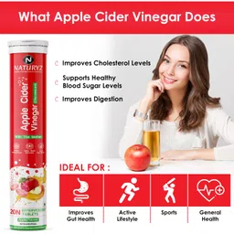 Naturyz Apple Cider Vinegar Effervescent Tablets | Detox | Immunity | Supports Digestion | | Gluten-Free | Vegan - 20 tablets (Apple Flavour) image 5
