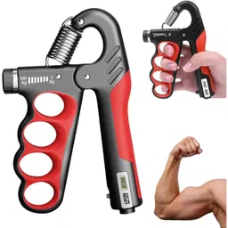 ComfortFriends Adjustable Hand Gripper (5kg–100kg) | Gripper 60kg, 100+kg | Metal Hand Gripper Combo with Counter | Hand Gripper for Strength Training (Red & Black) image 1