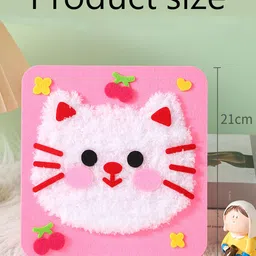 inocean 3PCS Embroidery Kit for Kids, DIY Cartoon Craft Set with 3 Animal Designs, Complete Embroidery Kit for Beginners, Includes Cat Rabbit Panda Patterns, Creative Embroidery Kit for Kids Activity image 2