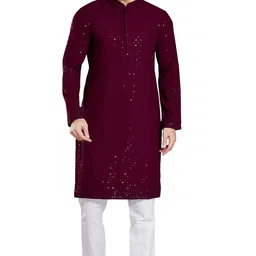 divisive Men's Sequince Embroidered Cotton Blend Only Slim Fit Kurta image 2