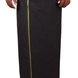 prakasam cotton Men's Welcro pocket Black Colour Dhoti. (Hip Size-36, Length - 42 inches) … image 2