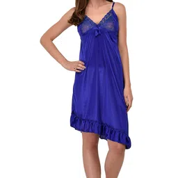 ansari hosiery Babydoll Lingieri Set Whit G-String Thongs (Free Size) (Medium, Blue) image 1