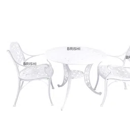 BRISHI Cast Aluminium Garden Patio Seating Chair and Table Set for Balcony Outdoor Furniture with 1 Table and 2 Chair Set (White) image 5