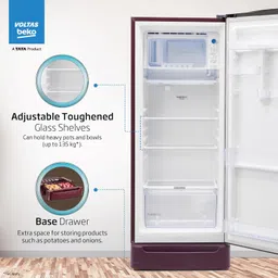 Voltas Beko, A Tata Product 208 L 3 Star Direct Cool Single Door Refrigerator (RDC240C/W0BWR0M0B00GO, Bonita Wine, With Fresh Box Technology, Chiller Zone and Base Drawer) image 4