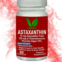 vitaruhe VITARUHE® Astaxanthin Supplement High Dose & Vegan, 12 mg Natural Astaxanthin Powder from Blood Rain Algae, 90 Capsules for 3 Months, No Additives image 1