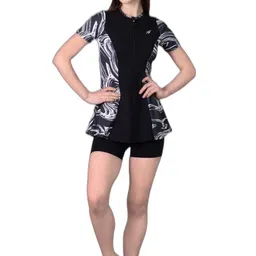 keepfit Women's Marble Printed 2-Piece Zipper Padded Swimset |Swimming Suit for Women image 1
